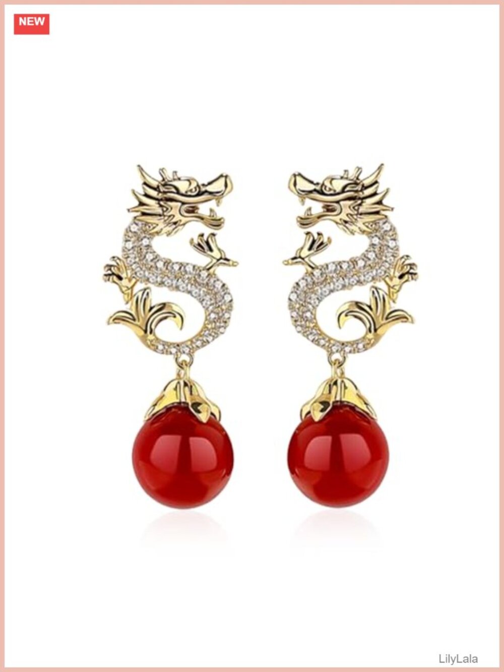 Dragon Stud Earrings Cubic Zirconia Pearl Rhinestone Vintage Punk Women Jewelry